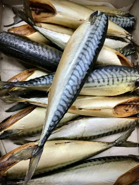 Копчёная скумбрия с&nbsp;серебристой и&nbsp;золотистой кожей в&nbsp;коробке